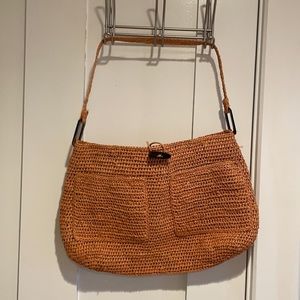 Annabel Ingall Orange Raffia Shoulder Bag